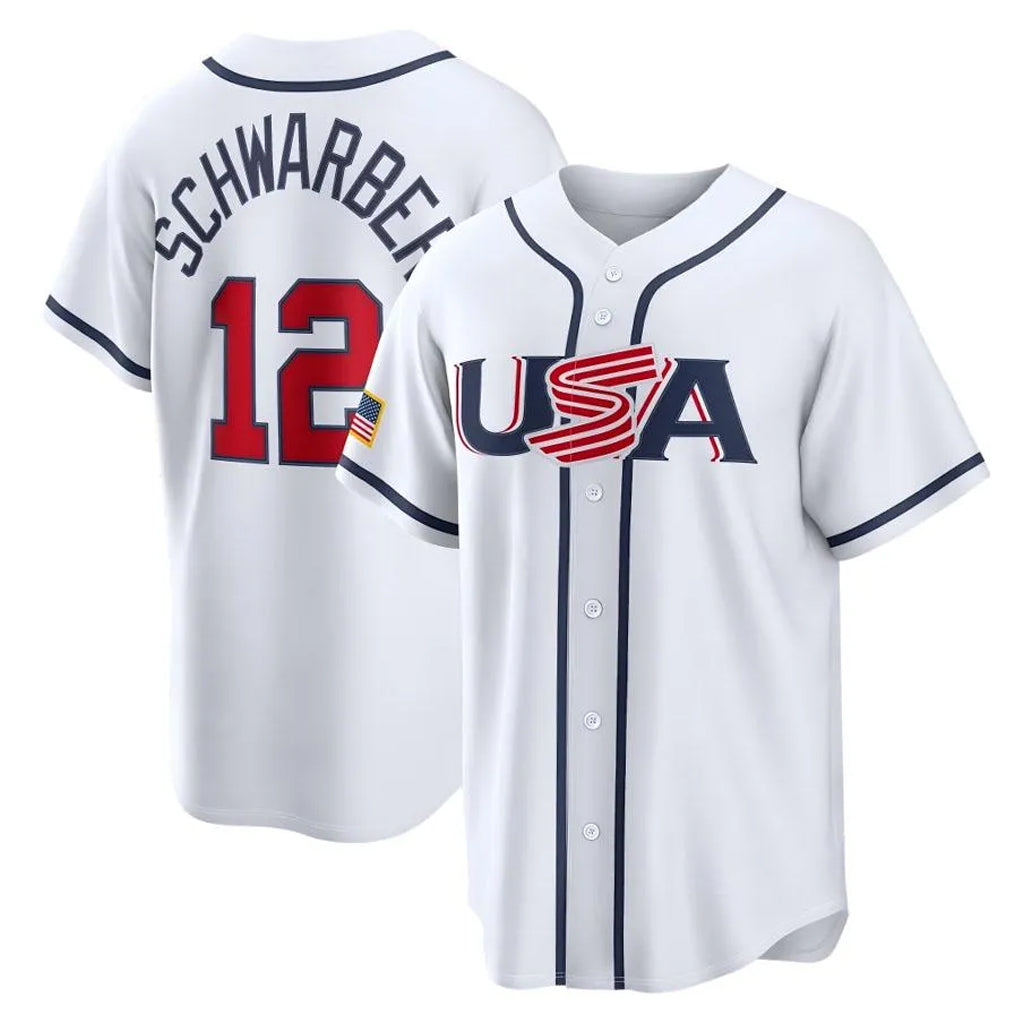 Trusc P.Phillies #12 Kyle Schwarber Player White USA World Classic Game Limited Stitched Jerseys