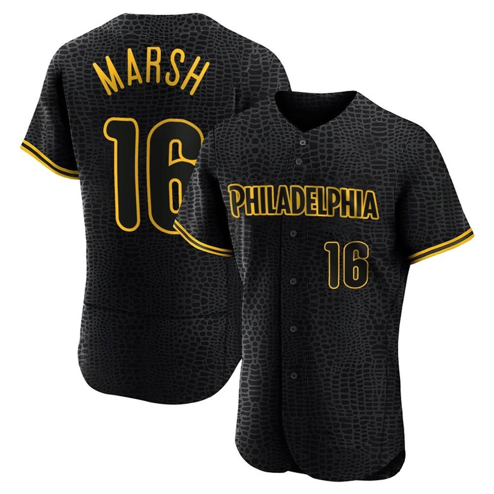 Trusc P.Phillies #16 Brandon Marsh Player Black Snake Skin City Home Limited Elite Stitched Jerseys