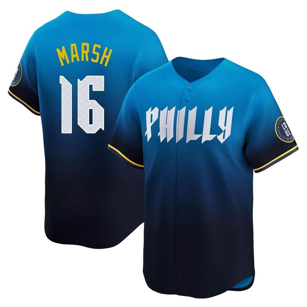 Trusc P.Phillies #16 Brandon Marsh Player Blue City Connect Home Limited Stitched Jerseys