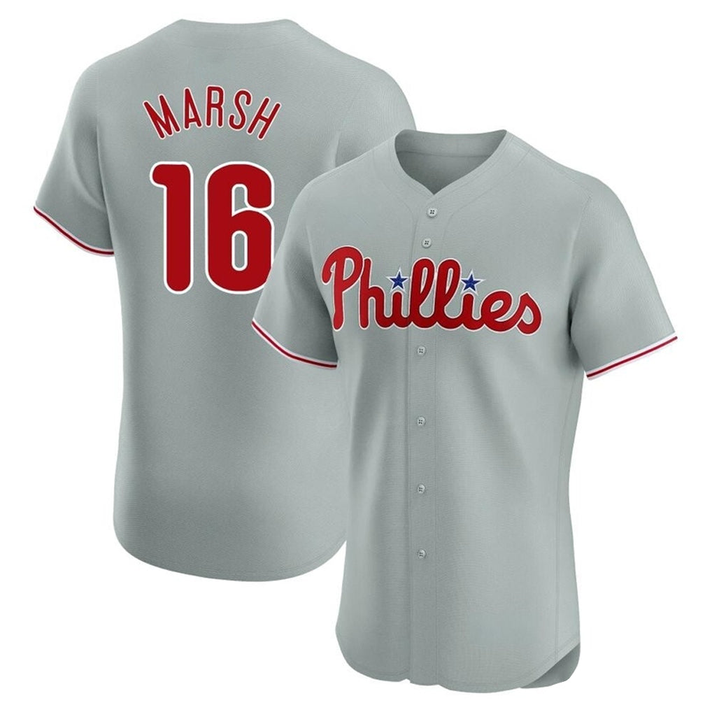 Trusc P.Phillies #16 Brandon Marsh Player Gray Home Limited Elite Stitched Jerseys