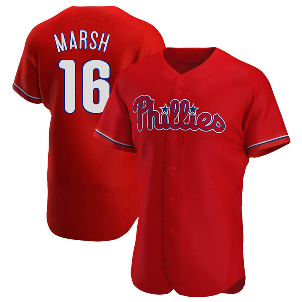 Trusc P.Phillies #16 Brandon Marsh Player Red Home Limited Elite Stitched Jerseys