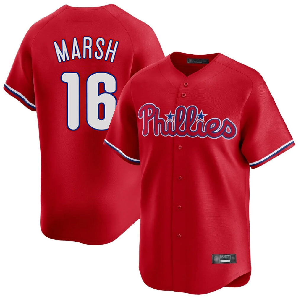 Trusc P.Phillies #16 Brandon Marsh Player Red Home Limited Stitched Jerseys