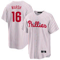 Trusc P.Phillies #16 Brandon Marsh Player White Home Game Stitched Jerseys