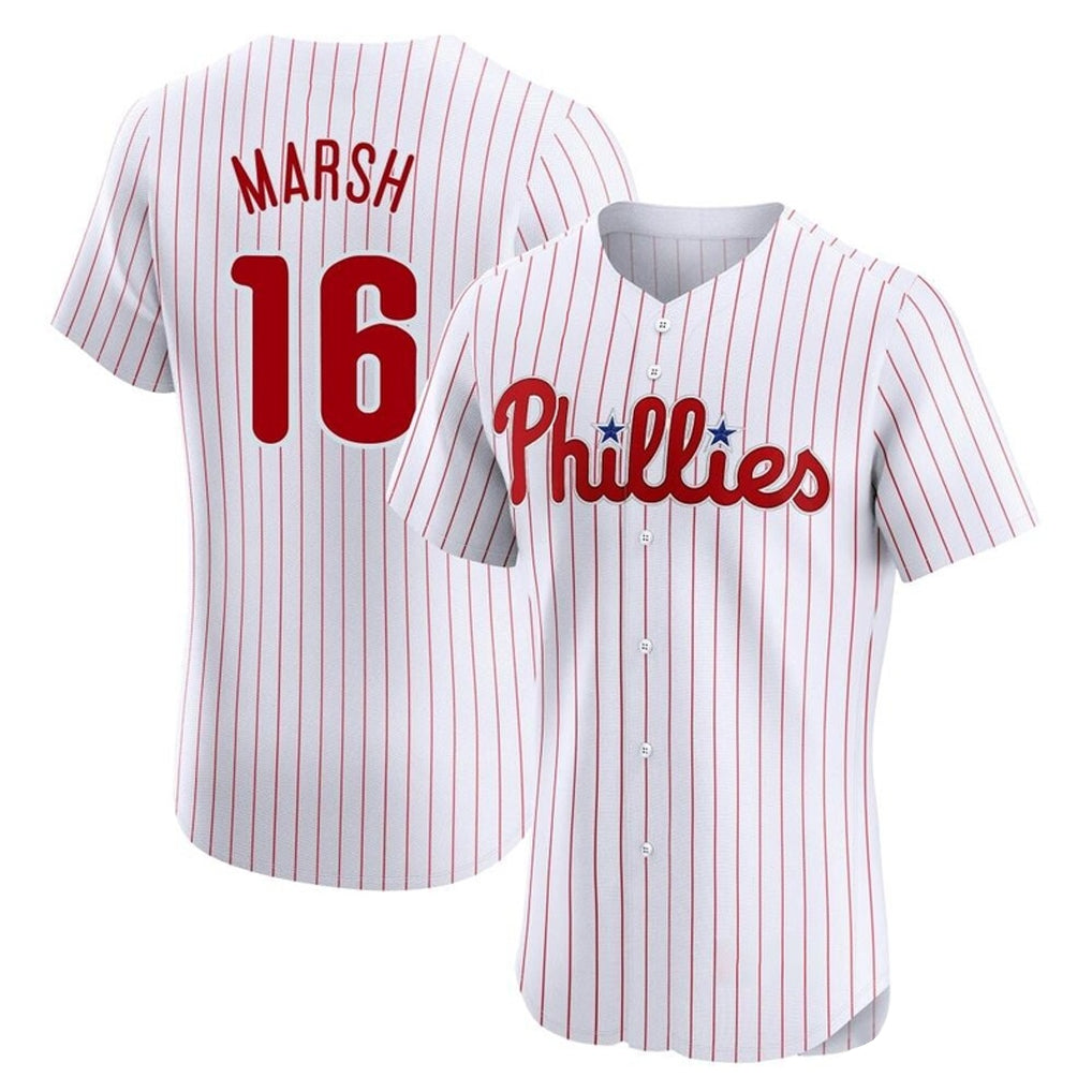 Trusc P.Phillies #16 Brandon Marsh Player White Home Limited Elite Stitched Jerseys