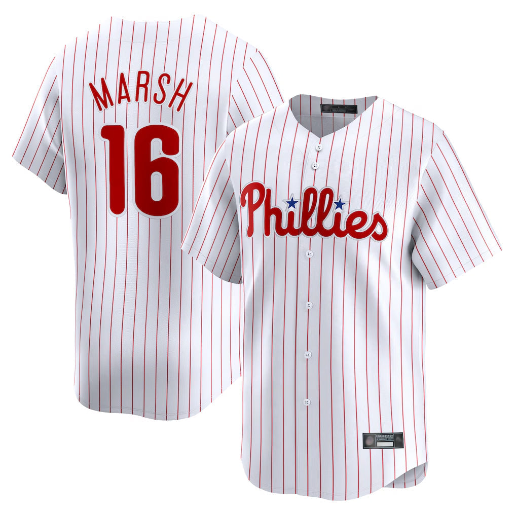 Trusc P.Phillies #16 Brandon Marsh Player White Home Limited Stitched Jerseys