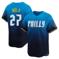 Trusc P.Phillies #27 Aaron Nola Player Blue City Connect Home Limited Stitched Jerseys