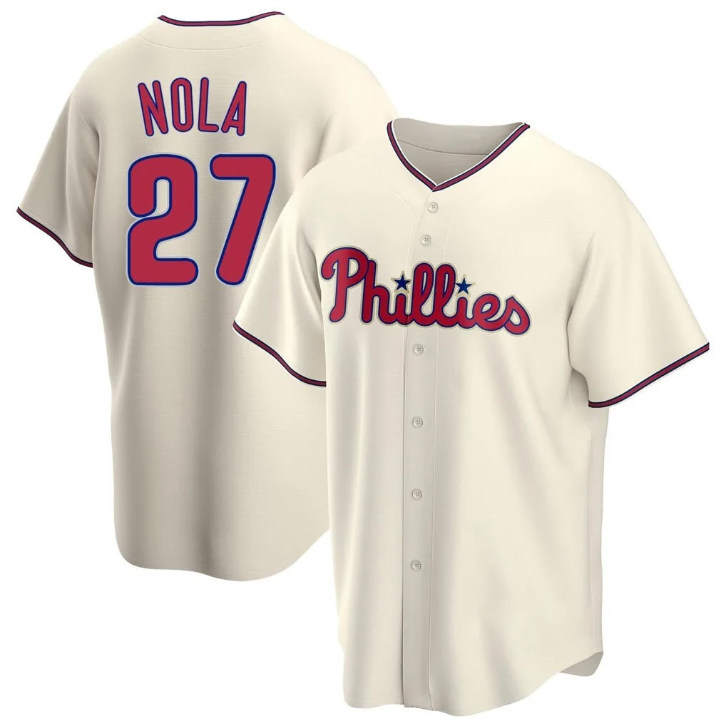 Trusc P.Phillies #27 Aaron Nola Player Cream Home Game Stitched Jerseys