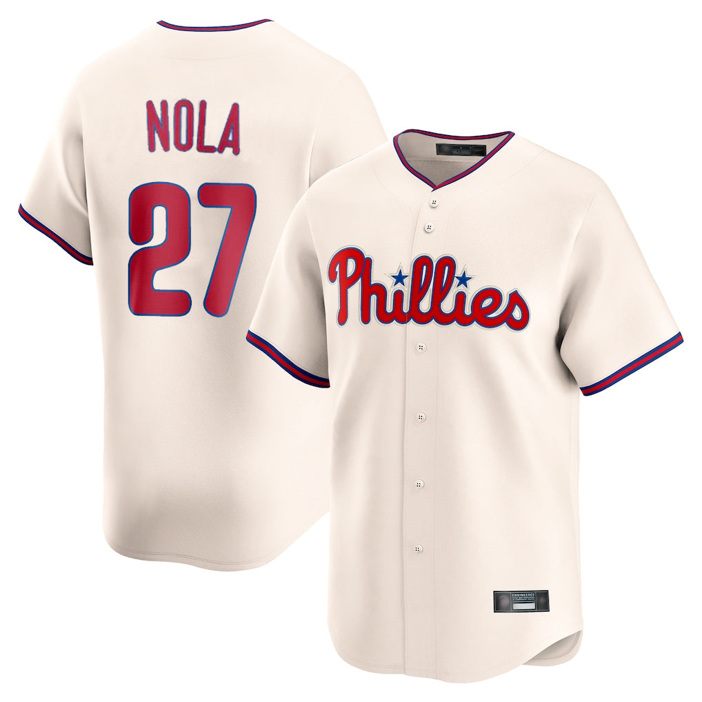 Trusc P.Phillies #27 Aaron Nola Player Cream Home Limited Stitched Jerseys