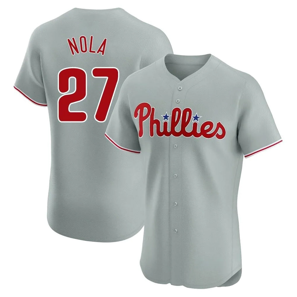 Trusc P.Phillies #27 Aaron Nola Player Gray Home Limited Elite Stitched Jerseys