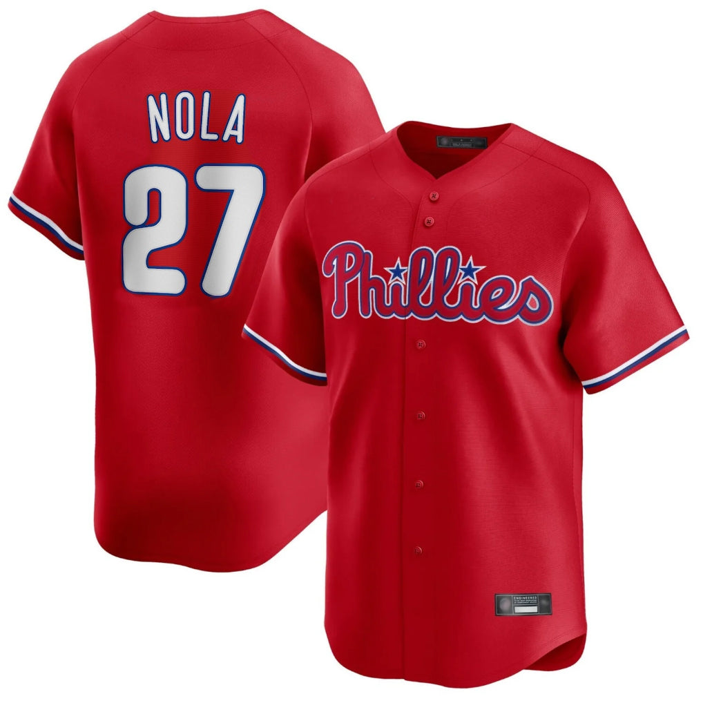Trusc P.Phillies #27 Aaron Nola Player Red Home Limited Stitched Jerseys