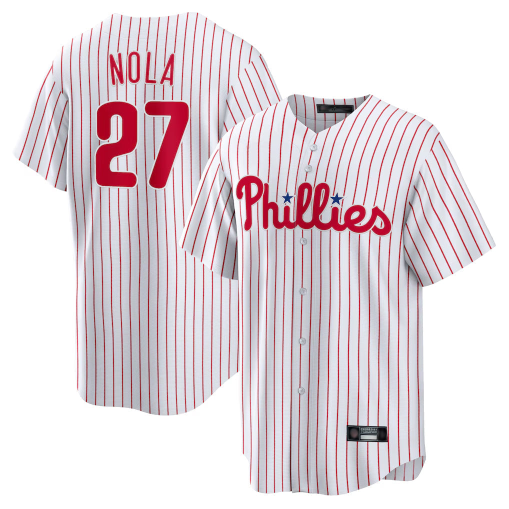 Trusc P.Phillies #27 Aaron Nola Player White Home Game Stitched Jerseys