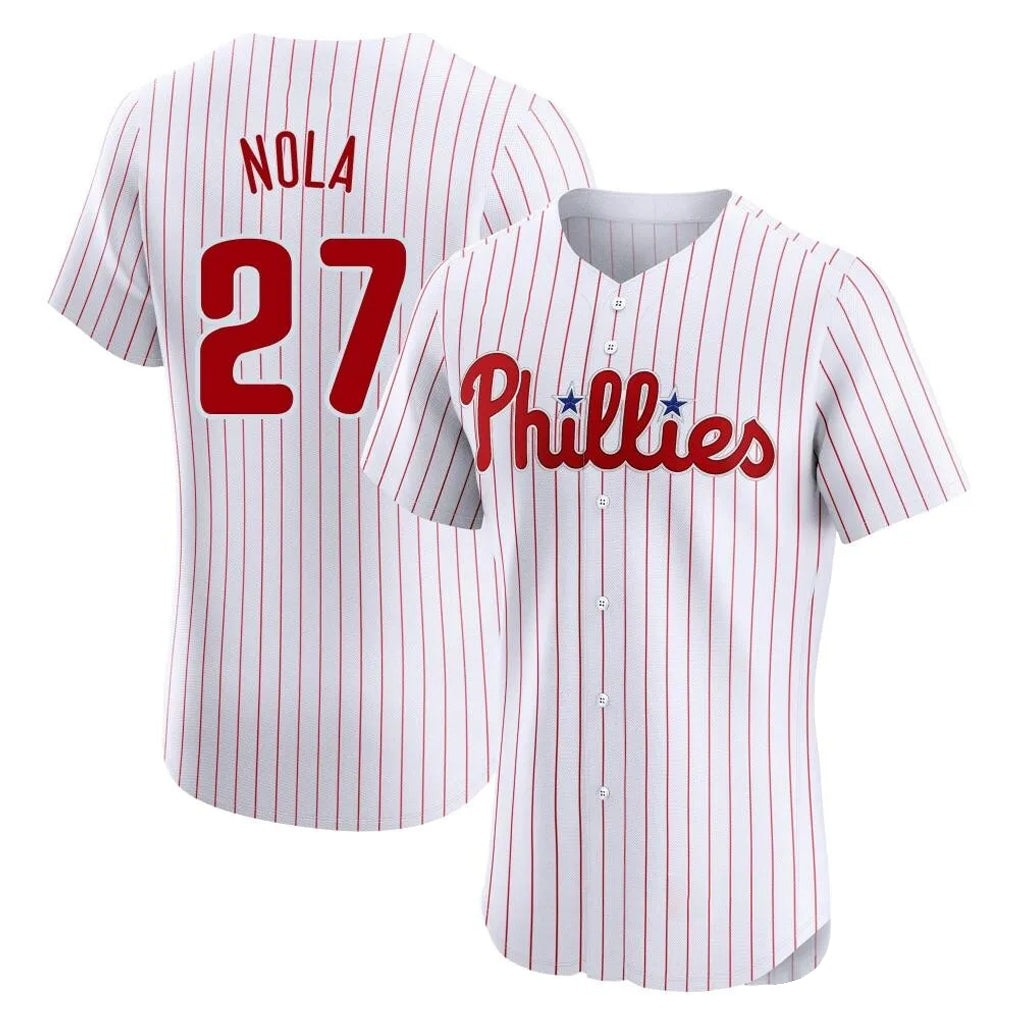 Trusc P.Phillies #27 Aaron Nola Player White Home Limited Elite Stitched Jerseys