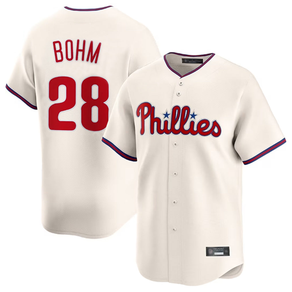 Trusc P.Phillies #28 Alec Bohm Player Cream Home Limited Stitched Jerseys