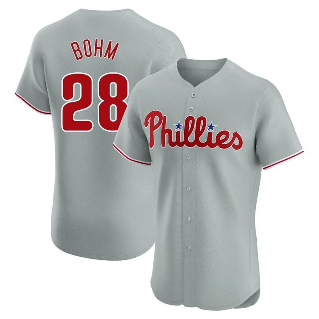 Trusc P.Phillies #28 Alec Bohm Player Gray Home Limited Elite Stitched Jerseys