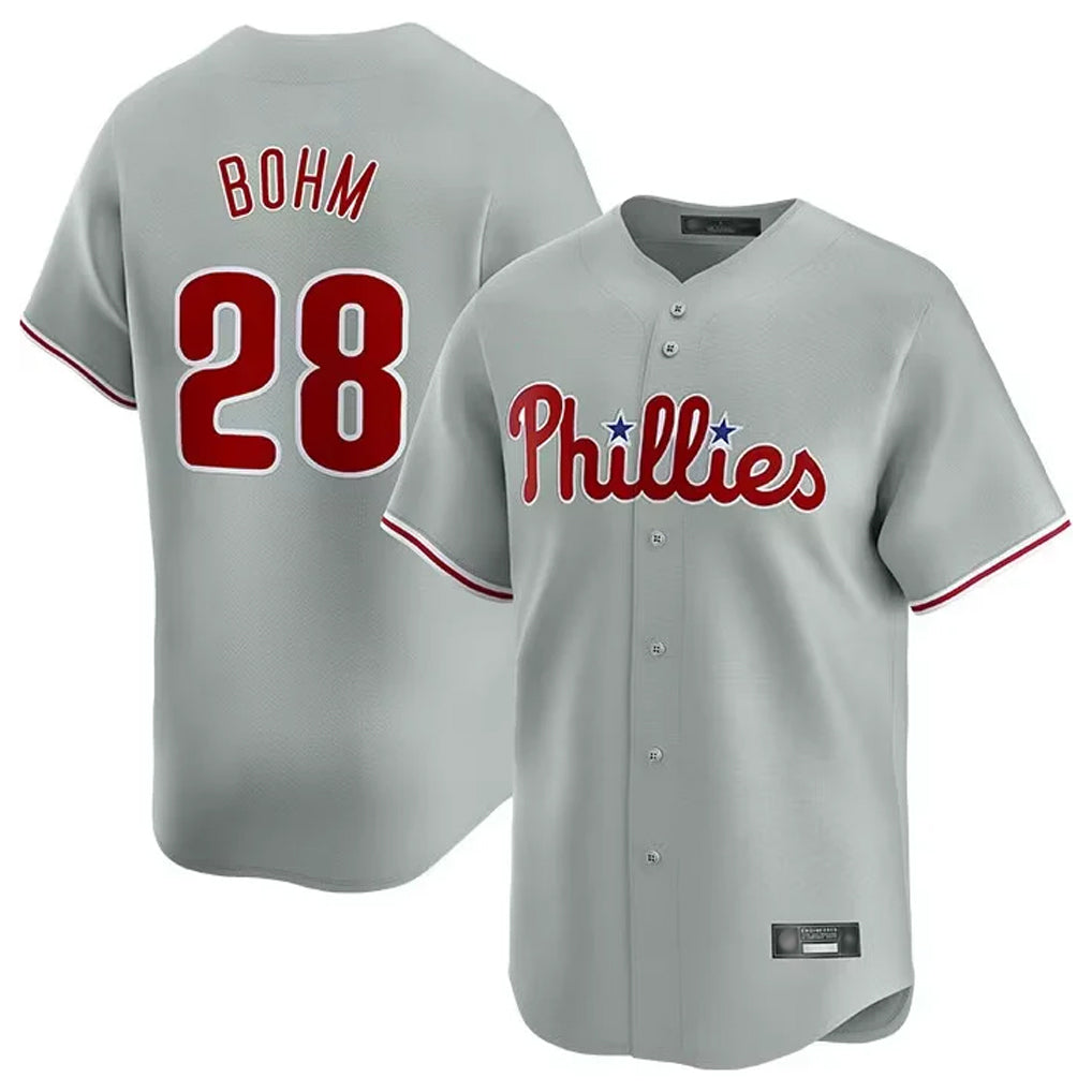 Trusc P.Phillies #28 Alec Bohm Player Gray Home Limited Stitched Jerseys