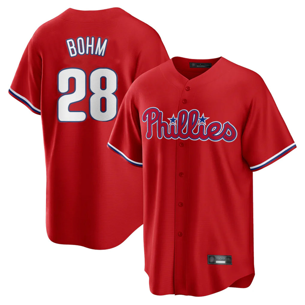 Trusc P.Phillies #28 Alec Bohm Player Red Home Game Stitched Jerseys