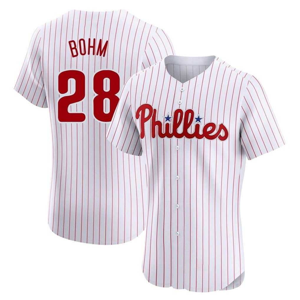 Trusc P.Phillies #28 Alec Bohm Player White Home Limited Elite Stitched Jerseys