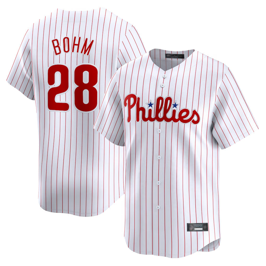 Trusc P.Phillies #28 Alec Bohm Player White Home Limited Stitched Jerseys