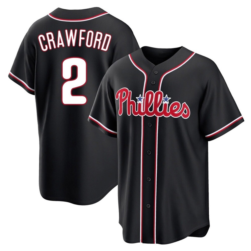 Trusc P.Phillies #2 Justin Crawford Player Black Fashion Out Home Game Stitched Jerseys