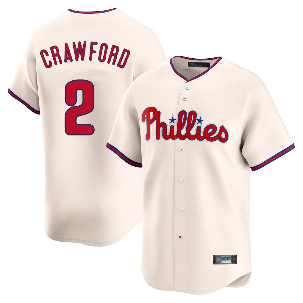 Trusc P.Phillies #2 Justin Crawford Player Cream Home Limited Stitched Jerseys