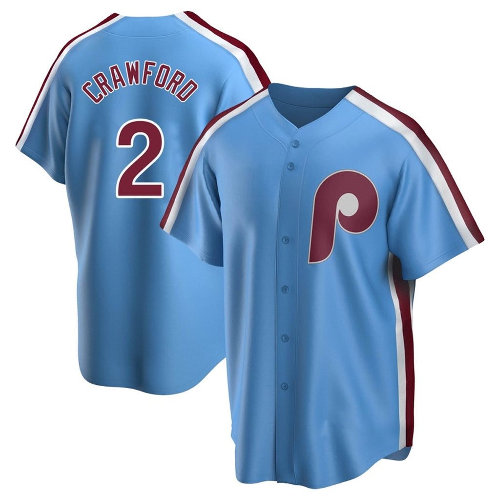 Trusc P.Phillies #2 Justin Crawford Player Light Blue Home Game Stitched Jerseys