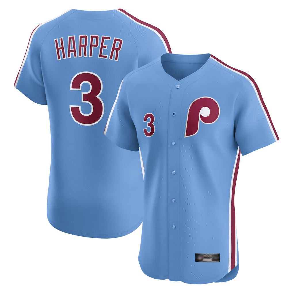 Trusc P.Phillies #3 Bryce Harper Player Light Blue Home Limited Elite Stitched Jerseys
