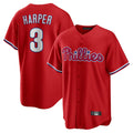 Trusc P.Phillies #3 Bryce Harper Player Red Home Game Stitched Jerseys