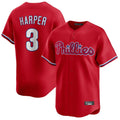 Trusc P.Phillies #3 Bryce Harper Player Red Home Limited Stitched Jerseys