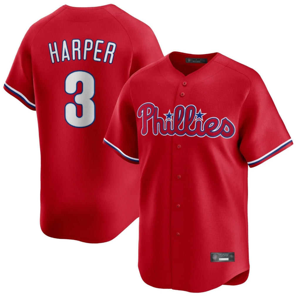 Trusc P.Phillies #3 Bryce Harper Player Red Home Limited Stitched Jerseys