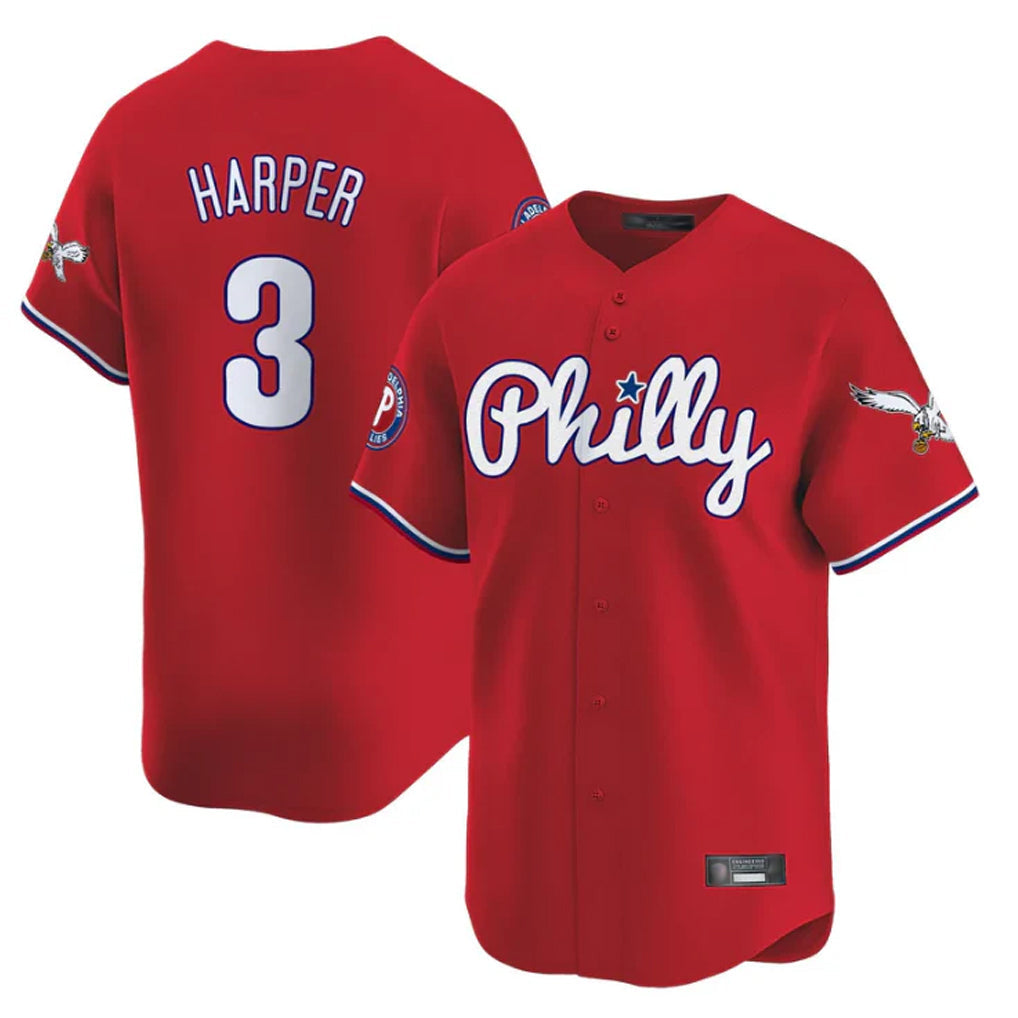 Trusc P.Phillies #3 Bryce Harper Player Red Phillies & Eagles Vapor Premier Limited Stitched Jerseys