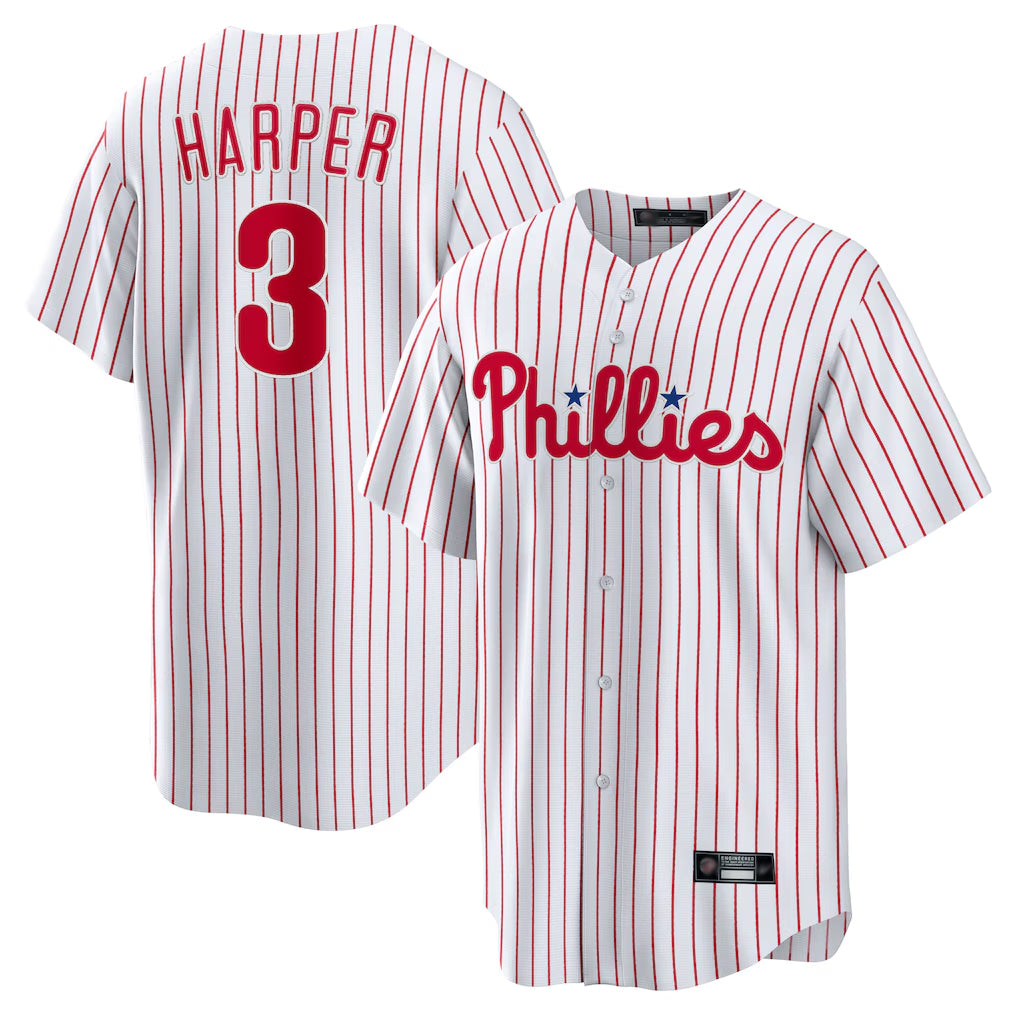 Trusc P.Phillies #3 Bryce Harper Player White Home Game Stitched Jerseys