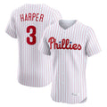Trusc P.Phillies #3 Bryce Harper Player White Home Limited Elite Stitched Jerseys