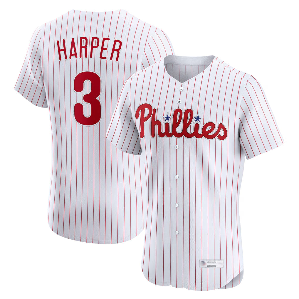 Trusc P.Phillies #3 Bryce Harper Player White Home Limited Elite Stitched Jerseys