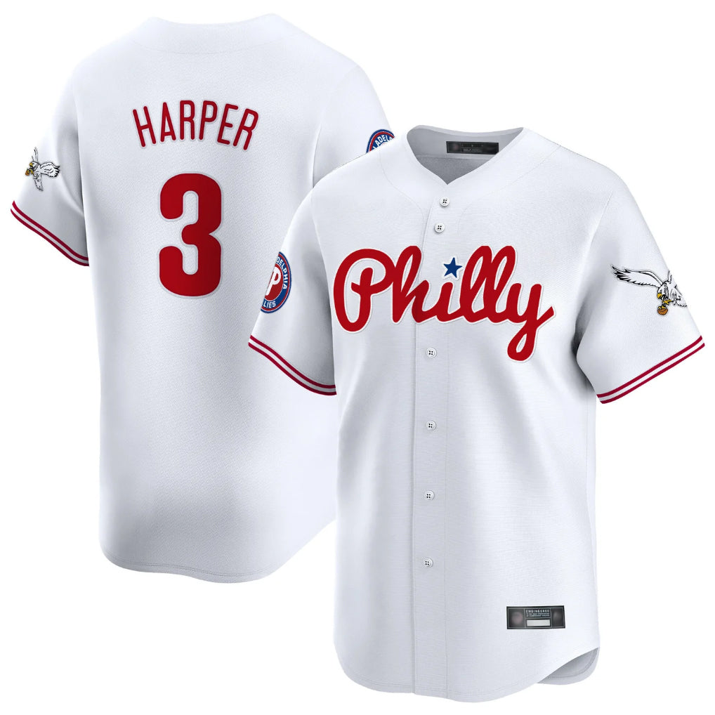 Trusc P.Phillies #3 Bryce Harper Player White Phillies & Eagles Vapor Premier Limited Stitched Jersey