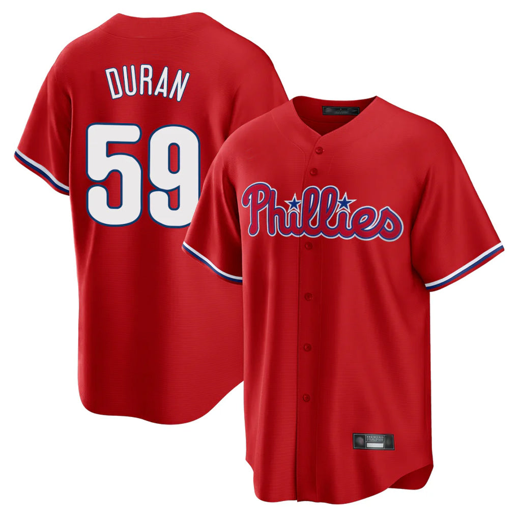 Trusc P.Phillies #59 Jhoan Duran Player Red Home Game Stitched Jerseys