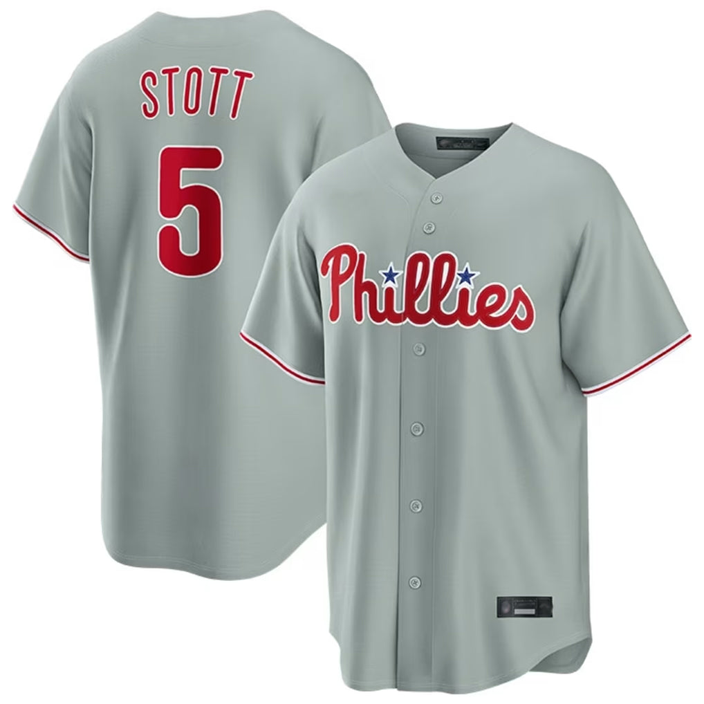 Trusc P.Phillies #5 Bryson Stott Player Gray Home Game Stitched Jerseys