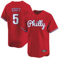 Trusc P.Phillies #5 Bryson Stott Player Red Home Limited Stitched Jerseys