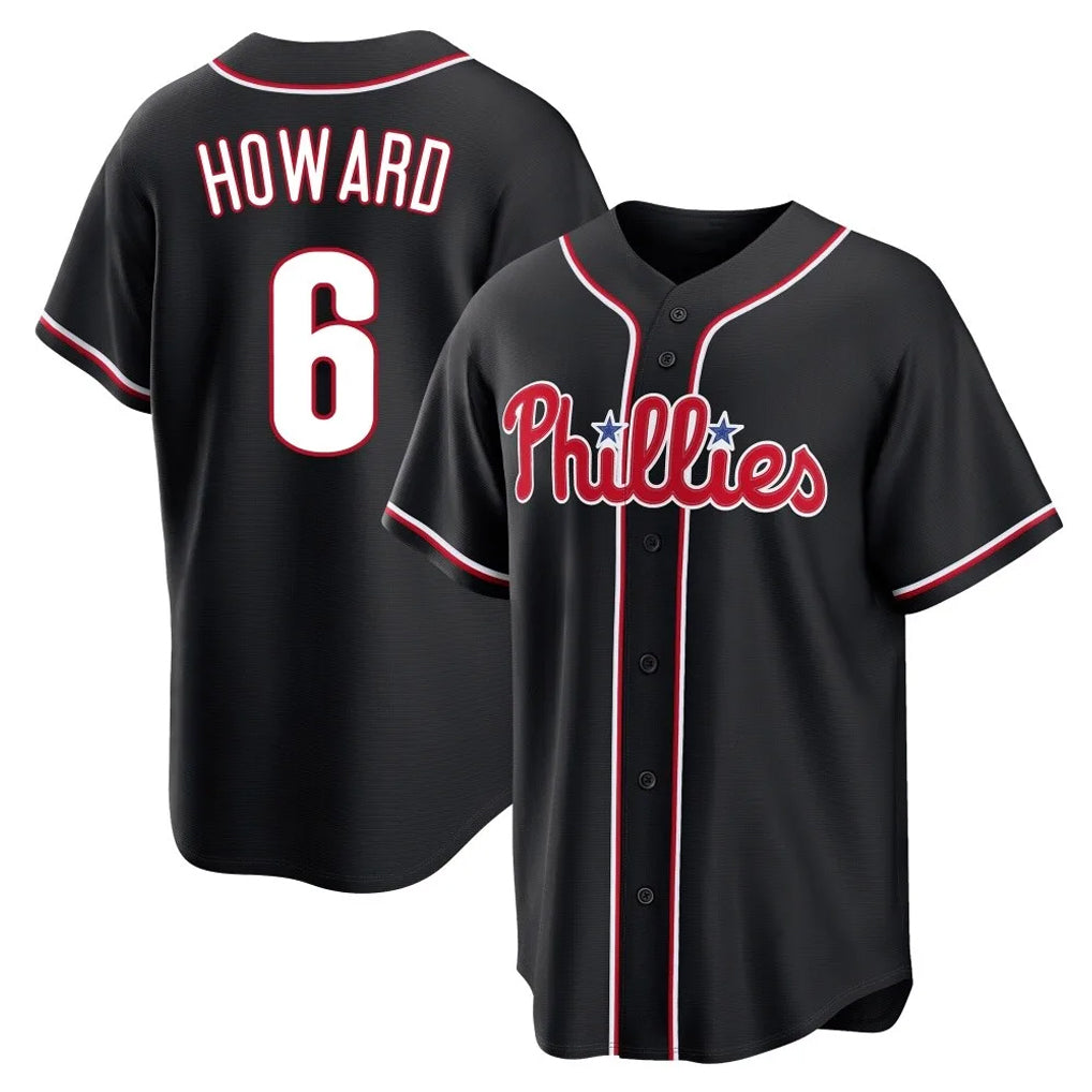 Trusc P.Phillies #6 Ryan Howard Player Black Fashion Out Home Game Stitched Jerseys