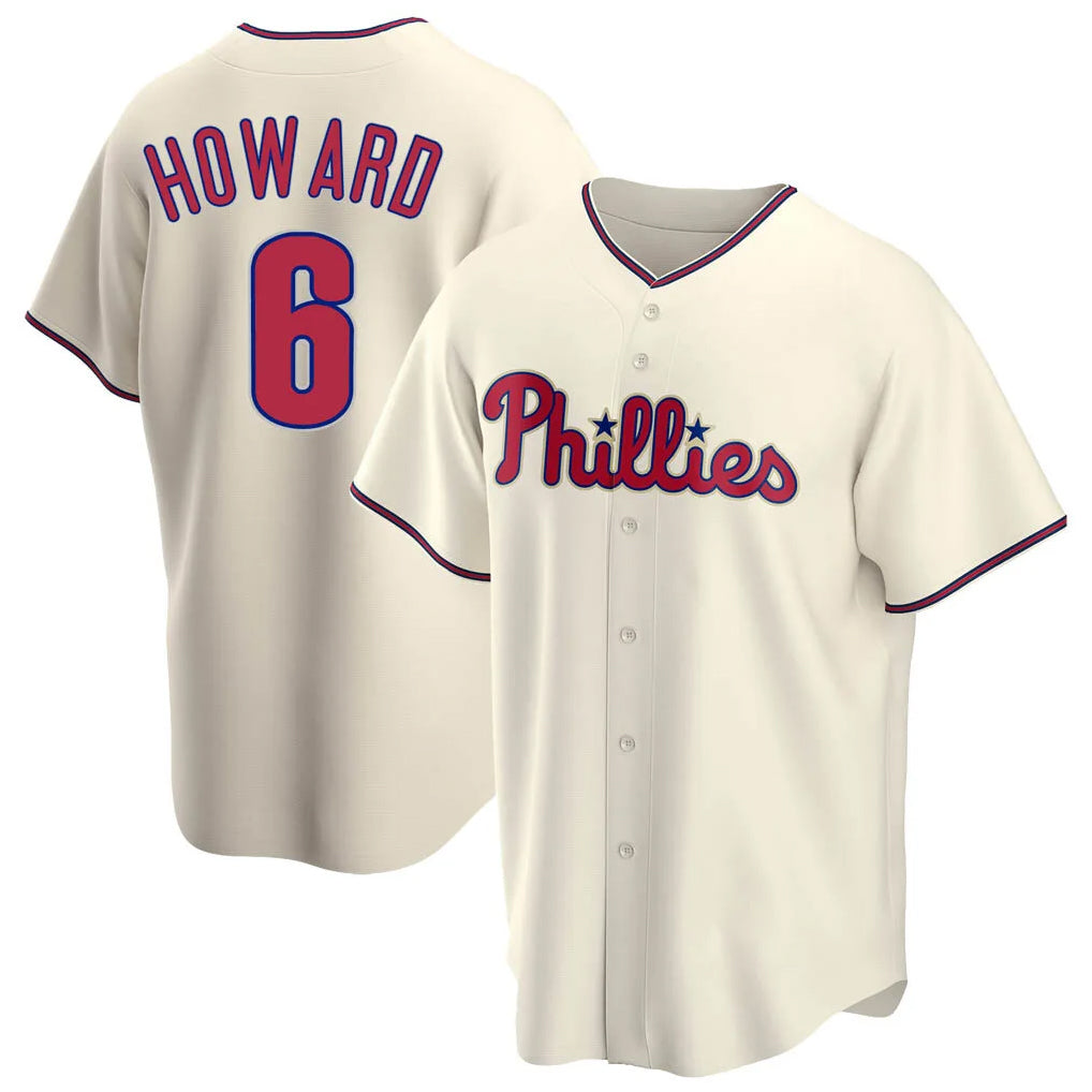 Trusc P.Phillies #6 Ryan Howardr Player Cream Home Game Stitched Jerseys