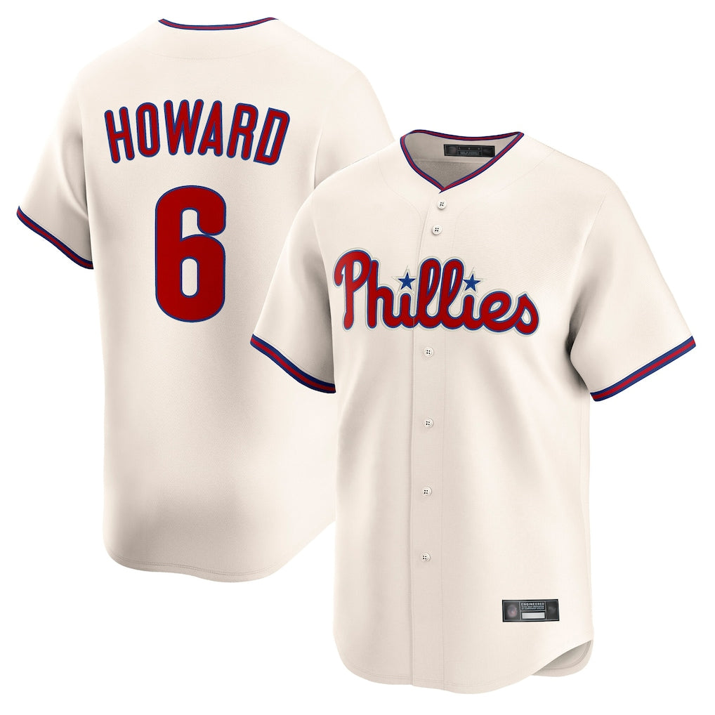 Trusc P.Phillies #6 Ryan Howardr Player Cream Home Limited Stitched Jerseys