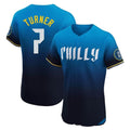 Trusc P.Phillies #7 Trea Turner Player Blue City Connect Home Limited Elite Stitched Jerseys