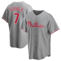 Trusc P.Phillies #7 Trea Turner Player Gray Home Game Stitched Jerseys