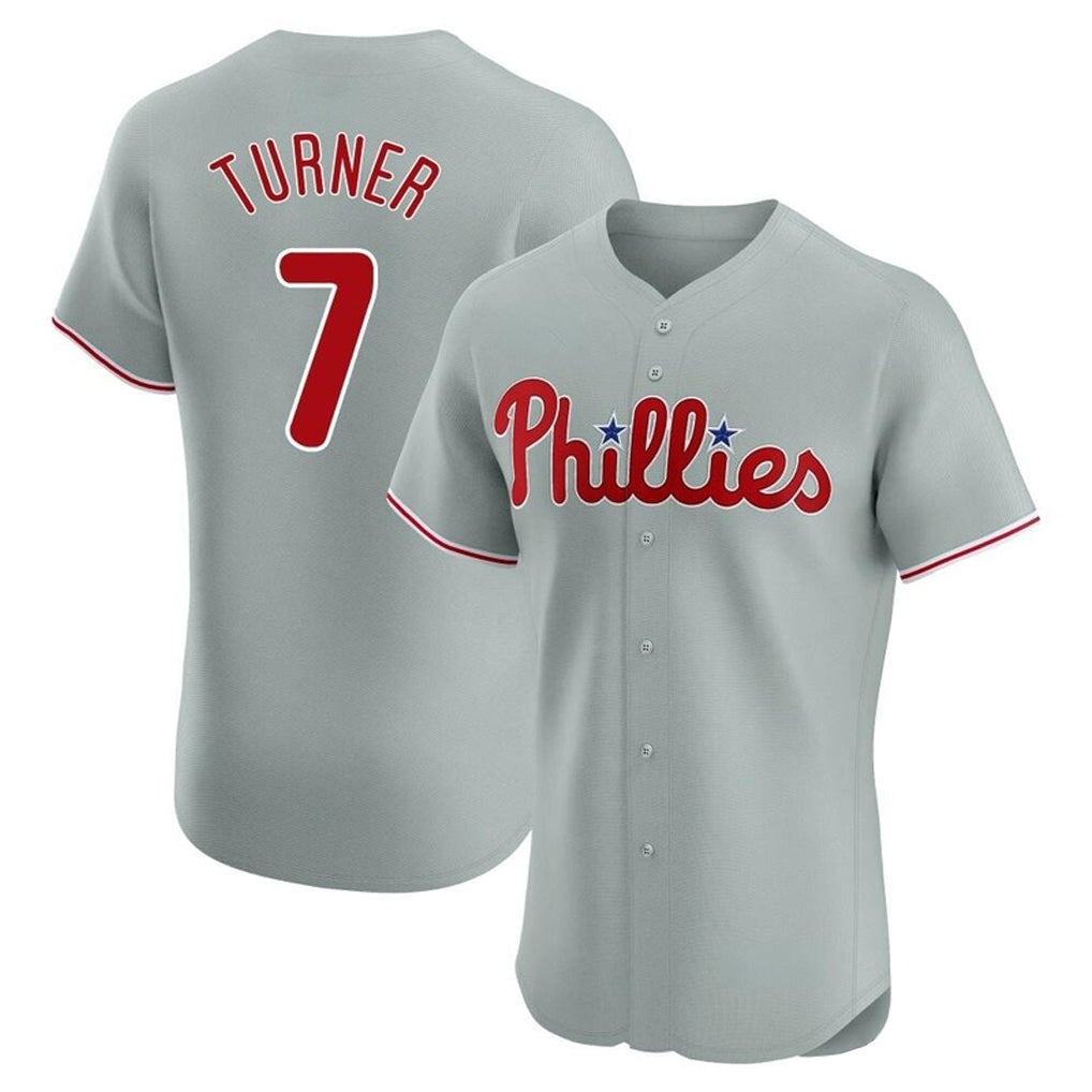 Trusc P.Phillies #7 Trea Turner Player Gray Home Limited Elite Stitched Jerseys