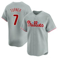 Trusc P.Phillies #7 Trea Turner Player Gray Home Limited Stitched Jerseys