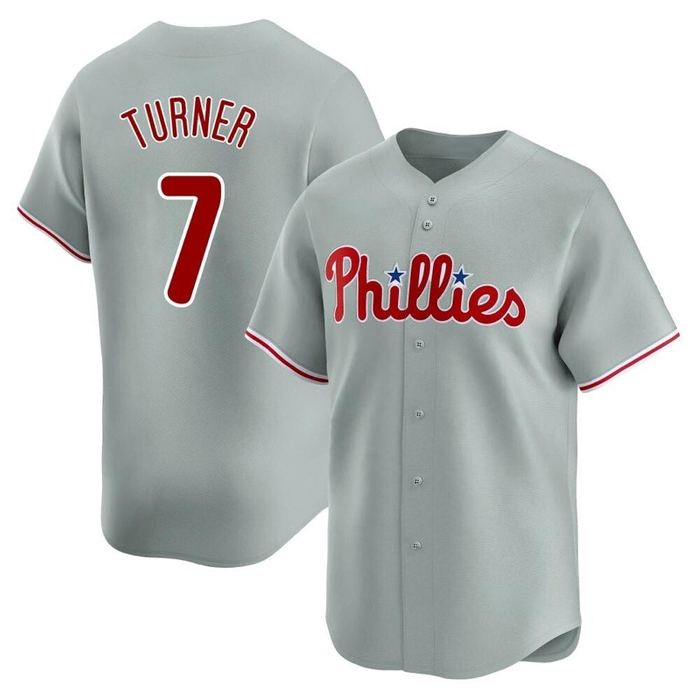 Trusc P.Phillies #7 Trea Turner Player Gray Home Limited Stitched Jerseys