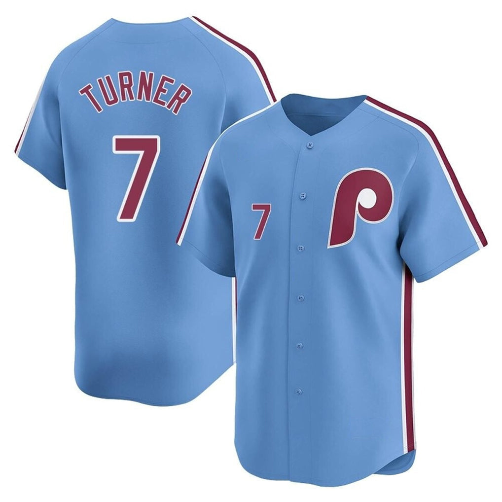 Trusc P.Phillies #7 Trea Turner Player Light Blue Home Limited Stitched Jerseys