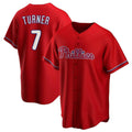 Trusc P.Phillies #7 Trea Turner Player Red Home Game Stitched Jerseys