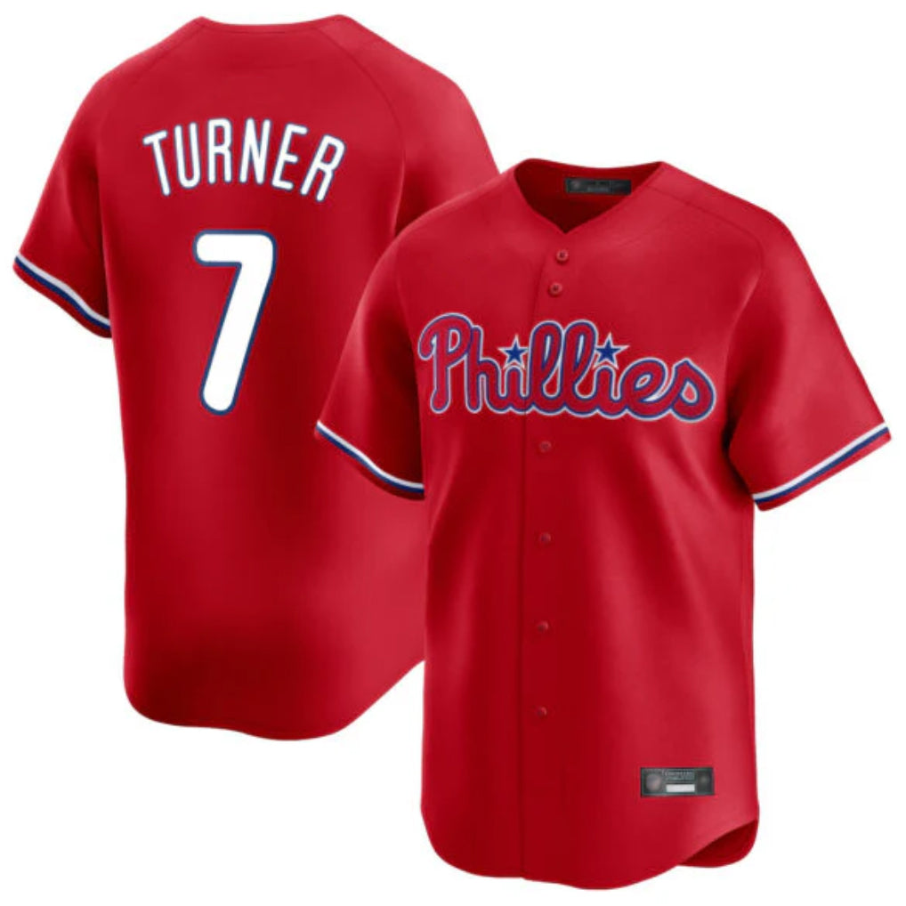 Trusc P.Phillies #7 Trea Turner Player Red Home Limited Stitched Jerseys