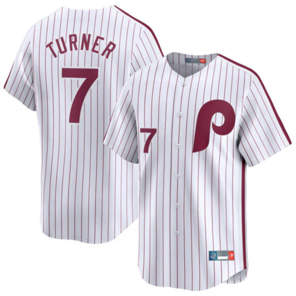 Trusc P.Phillies #7 Trea Turner Player White Cooperstown Collection Limited Home Stitched Jerseys