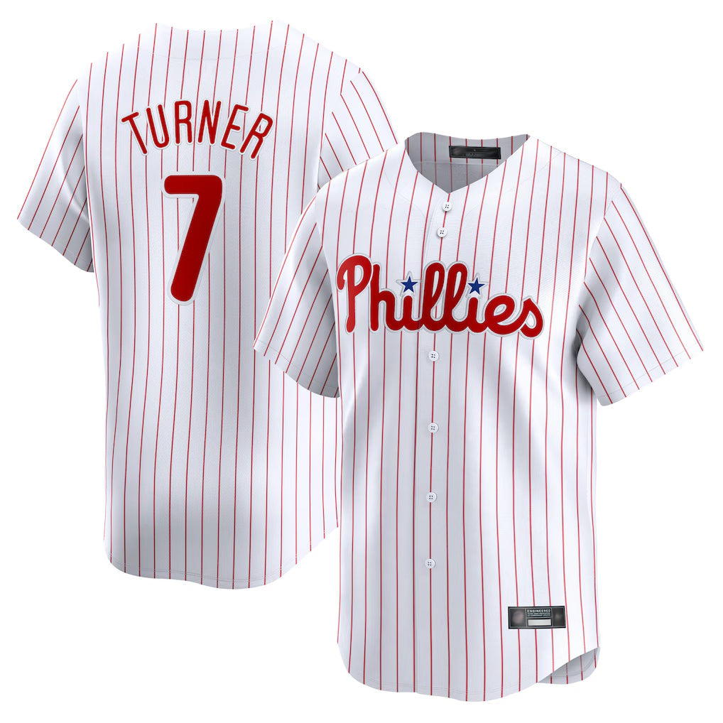 Trusc P.Phillies #7 Trea Turner Player White Home Limited Stitched Jerseys